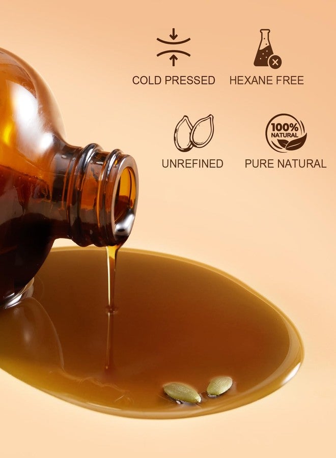 Yoken Pumpkin Seed Oil for Hair & Scalp Care, Glass Bottle, Unrefined, Cold-Pressed & Hexane-Free, Nourishes Hair, 100% Pure & Natural Pumpkin Oil for Skin & Body Massage, with Pump, 16 fl oz - Image 2